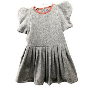 Moque Girls 4T Wool Blend Dress Gray Pleated Puff Sleeve Drew Dress‎ Formal